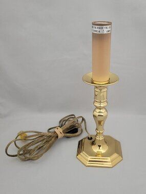 Vintage Polished Brass Brasscrafters Candlestick Accent Table Desk Lamp Portugal